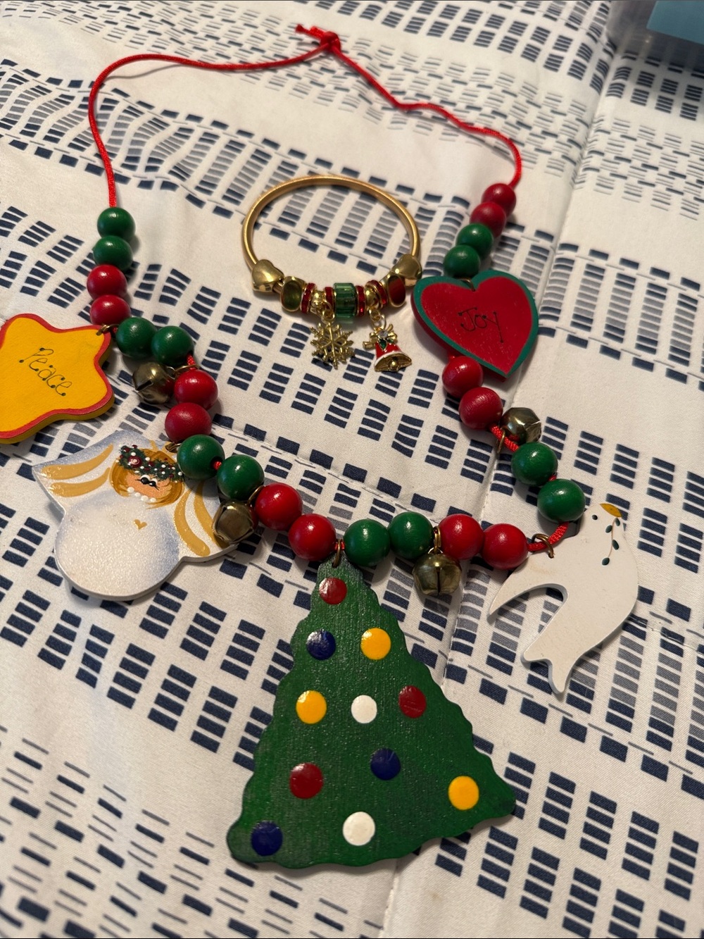 Holiday Necklace and Charm Bracelet Set - Red & Green